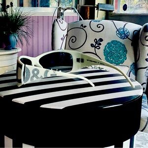 Dolce & Gabbana White and Black Logo Sunglasses